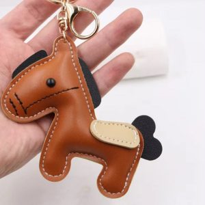 Faux Leather Pony Keyring - Chestnut