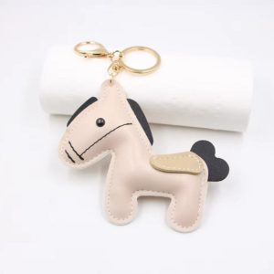 Faux Leather Pony Keyring - Cremello